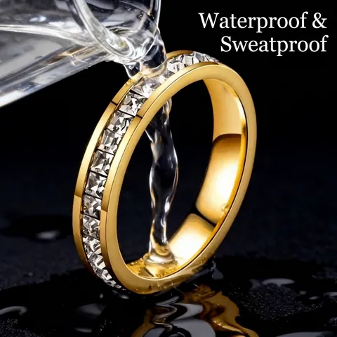 Stainless Steel Rings For Women Gold Rose Gold Titanium Zircon Inlaid Minimalist Forever Love Roman Numeral Heart Clover