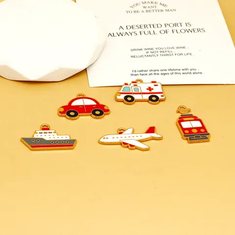 DIY Legering Vervoer Charms Auto Vliegtuig Boot Trein Ambulance Emaille Druppelolie Sieraden Maken Hangers Accessoires
