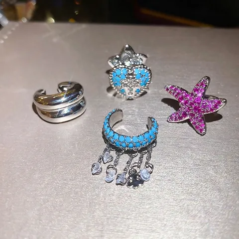 Shiny Zirconia Starfish Ear Cuff For Women No Pierced Exquisite Small Heart Cross Clip On Earrings Unique Design Jewelry