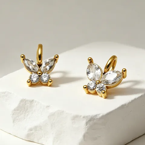 Fashion 316 Stainless Steel Butterfly Pendant With Zirconia Inlaid Gold Plated DIY Accessory For Women Elegant Jewelry Accessory