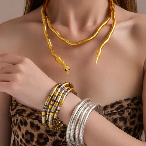Bendable Snake Necklace Adjustable Serpentine Choker Wrap Bracelet Armband Headpiece Alloy Metal Jewelry For Women