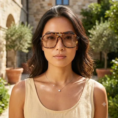 Retro Aviator Zonnebril UV400 Bescherming Groot Vierkant Montuur PC AC Dubbele Brug Vintage Voor Dames Heren