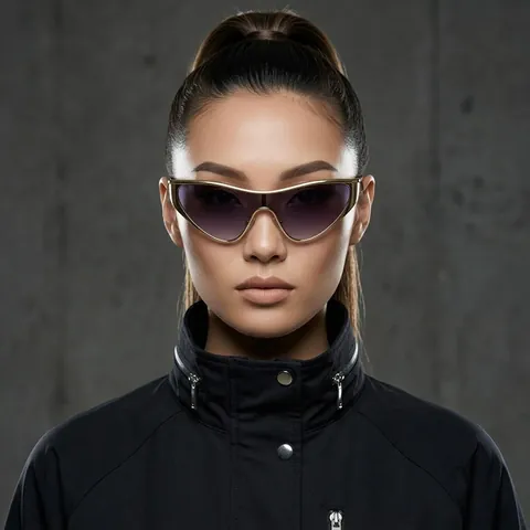 Occhiali Da Sole Occhio Di Gatto Futuristici Montatura In Metallo Protezione UV400 Tech Lusso Hip Hop Per Uomo Donna Moda