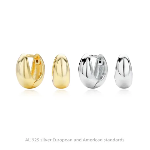 925 Sterling Silber Creolen Für Damen U-Förmige Chunky Minimalistische Polierte Metallschmuck