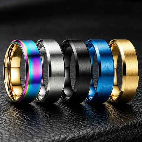 Stainless Steel Brushed Ring With Etched Game Element Symbols Unisex Fashion Finger Ring Jewelry Gift