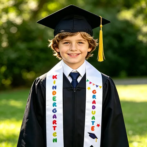 Kindergarten Vorschule Abschluss Schärpe Für Kinder Satin Abschluss Schultergurt Regenbogen Druck Abschlussfeier Dekoration Zubehör