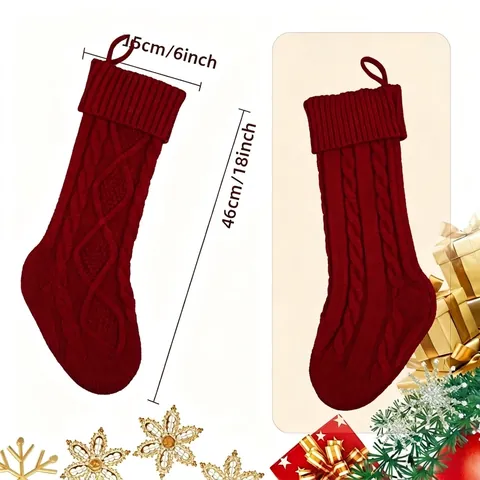 Calze Di Natale Grandi In Maglia Trecce Poliestere Sacchetto Regalo Per Camino Decorazione Casa Vacanze