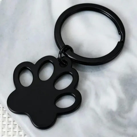 Stainless Steel Hollow Out Paw Print Keychain Cute Dog Cat Claw Pendant Key Ring For Pet Lovers Gift Accessory