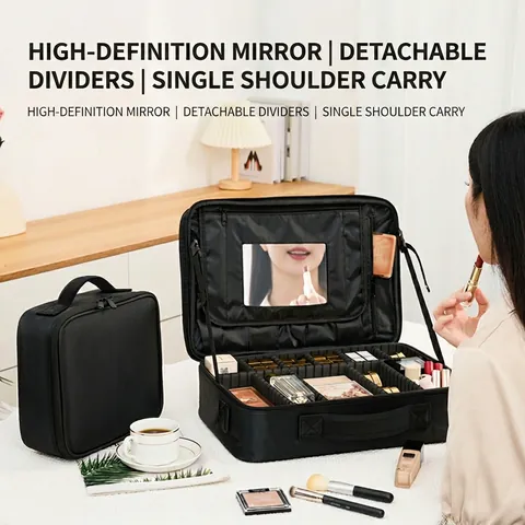 Professioneller Make-up Koffer Oxford Tuch Große Kapazität Wasserdicht Reise Kosmetik Organizer Verstellbare Trennwände