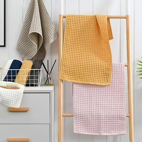 Pure Cotton Waffle Weave Towel Set Absorbent Soft Honeycomb Bath Towel Hand Towel Face Towel For Bathroom Household Use
