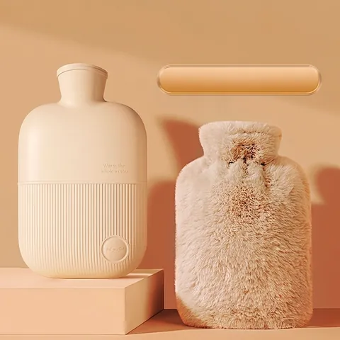 Hochdichte PVC Wärmflasche Mit Abnehmbarem Weichem Plüschbezug Winter Hand Bauchwärmer Zur Schmerzlinderung Wärmetherapie