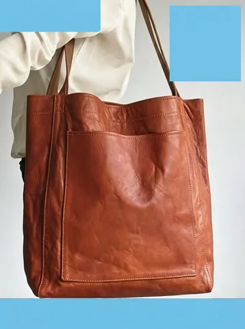 Borsa Tote Grande Capacità Donna Retrò Pelle PU Borsa A Spalla Con Tasca Esterna E Piccola Pochette Coordinata Moda