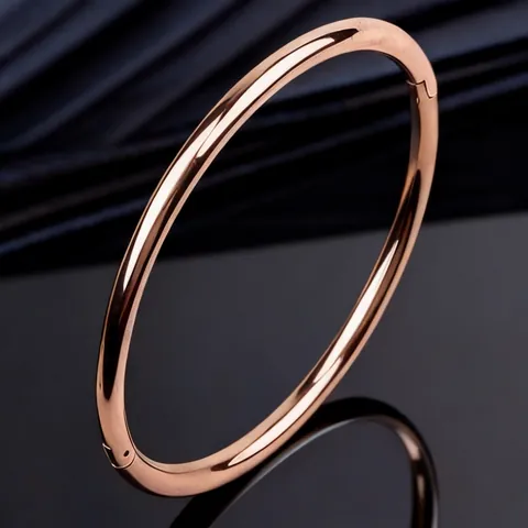Einfacher Titanstahl Runder Armreif Für Damen Vergoldet Glatt Oval Geometrische Schnalle Handschmuck Grenzüberschreitendes Geschenk