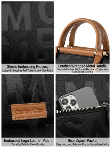 Damen Mode PU Leder Große Kapazität Tragetasche Mit Geprägten Buchstaben Pendler Schultertasche Handtasche