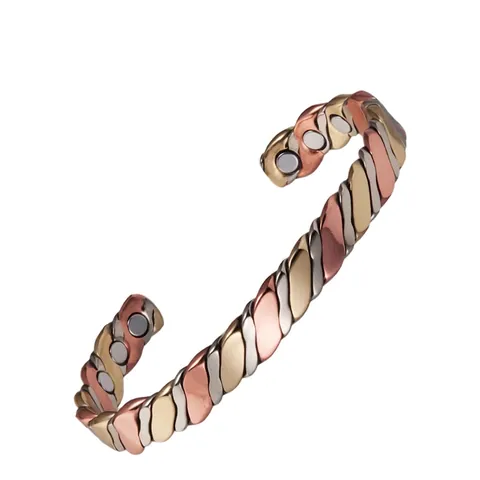 Magnetic Therapy Copper Bracelet Twisted Mixed Tone Adjustable Open Cuff Healing Energy Jewelry For Men Women
