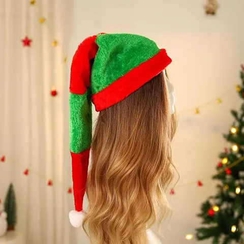 Christmas Elf Hat Plush Long Tail Striped Clown Hat Red Green Striped Festive Costume Party Headwear For Adults Celebration