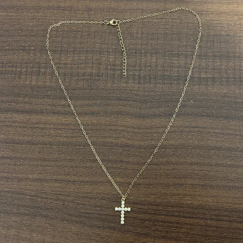 Cross Pendant Necklace Stainless Steel 18K Gold Plated Micro Pave Cubic Zirconia Mini Simple Minimalist Elegant Jewelry For Women