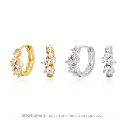 Pendientes De Aro Geométricos Plata De Ley 925 Con Circonita Cúbica Moda Minimalista Estilo Huggie Para Mujer