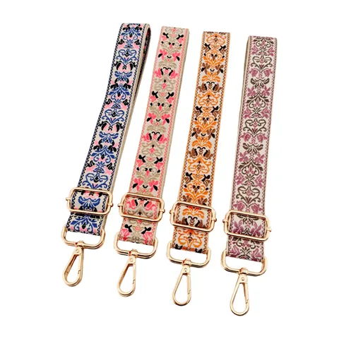 Correa de Hombro Ancha Estilo Étnico Jacquard para Bolsos Correa de Repuesto Ajustable de Tela Con Hebillas de Metal Accesorio de Moda Crossbody