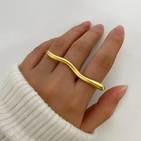 Anello Avvolto Multistrato Geometrico in Acciaio Inossidabile Personalizzato per Donna Gioielli da Dito Chic Minimalisti Placcati in Oro 18K