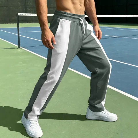 Herren Jogginghose Polyester Spandex Patchwork Color Block Sweatpants Kordelzug Elastischer Bund Taschen Sportlich Lässig