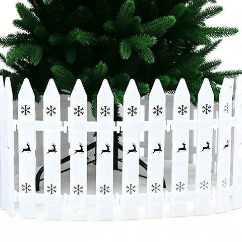 Weißer Kunststoff Weihnachtshaut Mit Rentier Schneeflocke Hohl Design Für Weihnachtsbaumbasis Dekoration Festliche Home Party