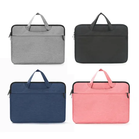 Laptop Bag Business Briefcase Polyester Handbag With Front Zipper Pocket And Luggage Strap Simple Urban For Men Women