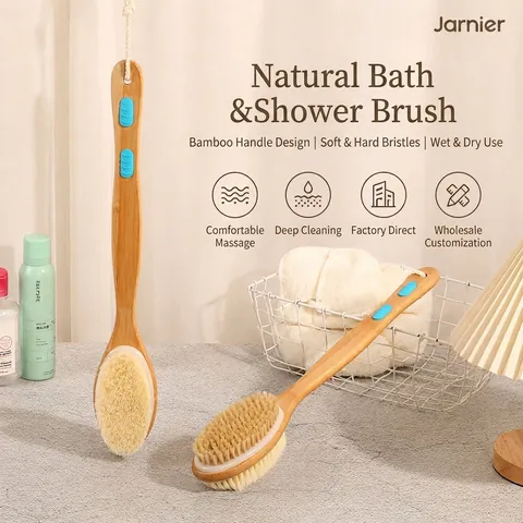 Brosse De Bain Naturelle En Poils Ou Luffa À Manche Long En Bois Gommage Du Corps Douche Massage Manuel Exfoliant