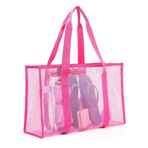 Netz Strandtasche Große Kapazität Transparent Polyester Atmungsaktiv Minimalistische Umhängetasche Für Frauen Reise Fitnessstudio