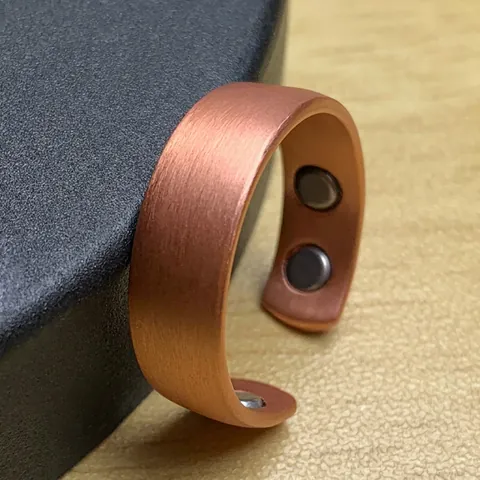 Magnetic Therapy Ring Pure Copper Adjustable Open Plain Surface Brushed Health Care