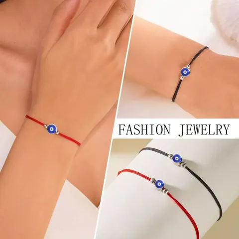 Handgefertigtes Gewebtes Böser Blick Glücksarmband Rote Kordel Schwarze Schnur Für Herren Damen Verstellbarer Mode Schmuck Geschenk