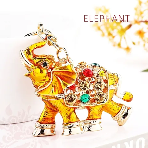3D Elefanten Schlüsselanhänger Mit Strass Emaille Legierung Metall Tier Schlüsselring Taschenanhänger Souvenir Geschenk Für Damen Herren Schmuck