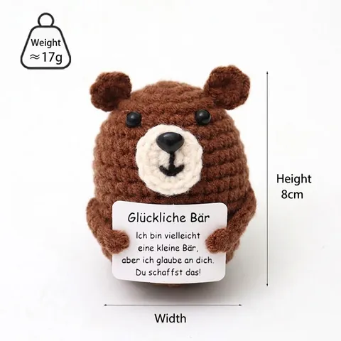 Handgehäkelte Positive Kartoffel Brokkoli Sonnenblume Miniatur Puppe Mit Ermutigungskarte Kreative Wollgarn Schreibtisch Ornament Heilung Geschenk