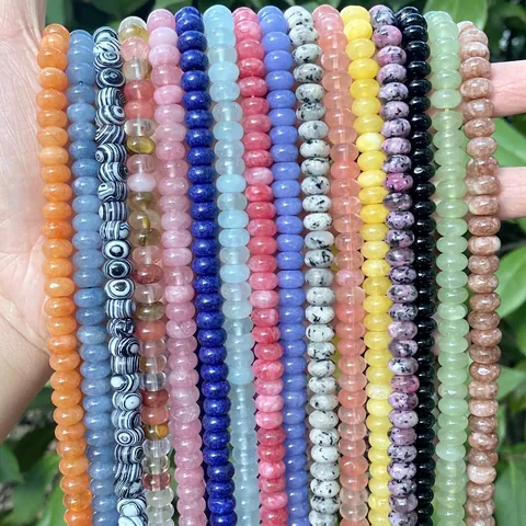 Perline Abaco in Pietra Naturale Agata Turchese Distanziatori Perline Sciolte per Creazione Gioielli Accessori Fai da Te