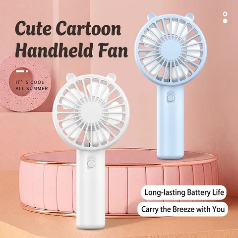 Mini Ventilador de Mano USB Recargable Ventilador Pequeño Portátil Con Orejas de Dibujos Animados Tres Velocidades Ajustables Ventilador de Enfriamiento Personal Para Oficina Viajes Al Aire Libre