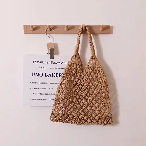 Dames Handgeweven Stro Schoudertas Boheemse Opengewerkt Strand Tote Bag Casual Handgemaakt Geweven Shopper Voor Vakantie