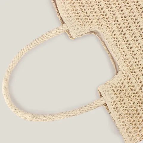 Retro Koreaanse Stijl Papieren Stro Geweven Tote Tas Grote Capaciteit Handgemaakte Schoudertas Met Ritssluiting Voor Vrouwen Zomer Casual Dagelijks Gebruik