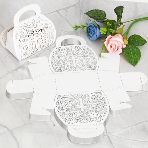 Élégantes Boîtes de Mariage Découpe Laser Papillon Couronne Papier Perlé Boîtes Cadeaux pour Bonbons Chocolat Décorations de Fête