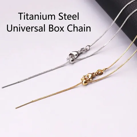 Collana a Catena Box in Acciaio al Titanio Con Fibbia a Scorrimento ad Ago Gioielli Minimalisti Regolabili per Uomo Donna