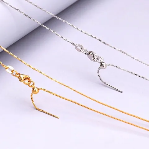 Collana a Catena Box in Acciaio al Titanio Con Fibbia a Scorrimento ad Ago Gioielli Minimalisti Regolabili per Uomo Donna