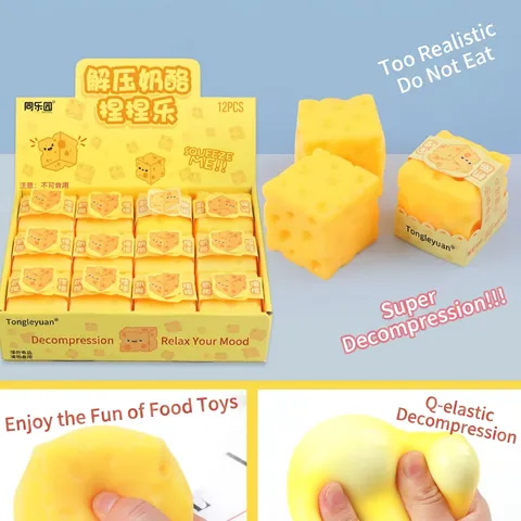 Realistic Simulation Cheese Squeeze Toy TPR Soft Stress Relief Toy For Kids Adults Novelty Fun Prank Toy Yellow Sensory Toy