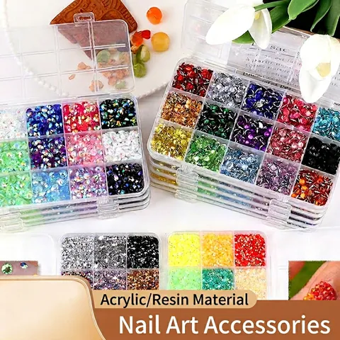 Resin Flatback Rhinestones Jelly AB Mixed Color Nail Art DIY Decorative Set For Women Jewelry Decoration With Storage Box