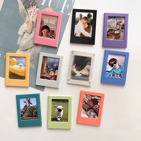 3 Inch Magnetic Mini Photo Frame ABS Colorful Picture Frame DIY Creative Magnet Display Stand For Instax Mini Photos Decor