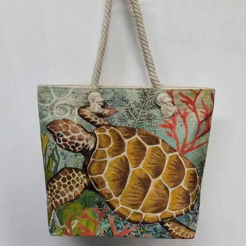Bolso de Mano para Mujer Estilo Oceánico Vintage Pulpo Tortuga Marina Estampado Gran Capacidad Asas Cuerda Bolso Playa