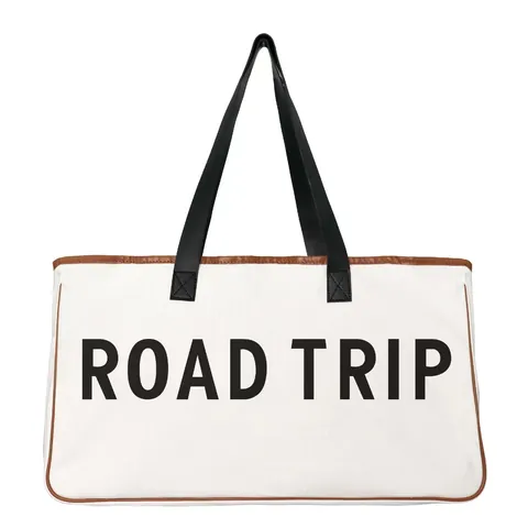 Large Capacity Canvas Tote Bag For Women Letter Print Beach Handbag With Faux Leather Trim Casual Travel Shoulder Bag