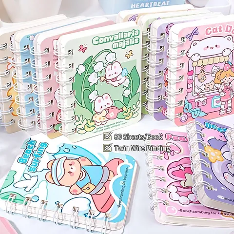 Tragbares A7 Mini Spiral Notizbuch Taschentagebuch Süßes Cartoon Student Memo Pad Spiralbindung Kleines Büro Schreibwaren