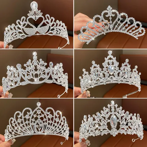 Luxurious Rhinestone Flower Leaf Crown Headband For Women Girls Princess Birthday Wedding Party Alloy Hair Tiara Accessories