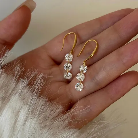 Elegant Copper Zirconia Tassel Drop Earrings For Women Fashion Luxury Artificial Pearl Dangle Earrings Wedding Party Jewelry Gift
