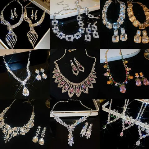 Splendido Set Di Collana E Orecchini In Lega Con Fiori E Strass Per Banchetto Nuziale Accessorio Moda Donna Di Lusso