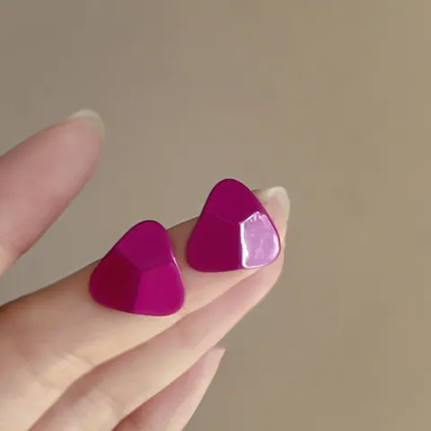 Fashion Alloy Rose Red Triangle Stud Earrings 925 Sterling Silver Earring Post Minimalist Geometric Flower Butterfly Dangle Earrings Jewelry